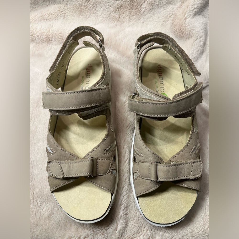 Dynamic Waldläufer Comfort Sandal Women Size 8 US  Gray Taupe Leather Backstrap